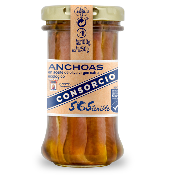 Anchoas MSC en AOVE ecológico en tarro 100g