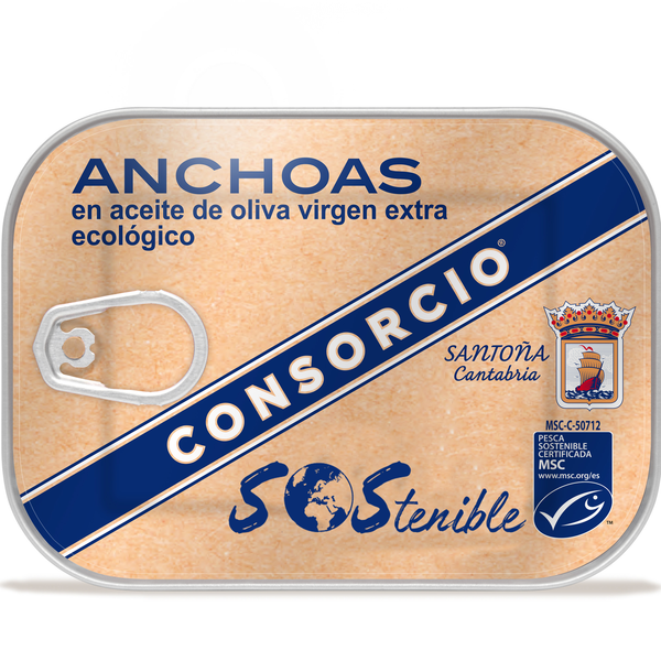 Anchoas MSC en AOVE extra ecológico en lata 74g